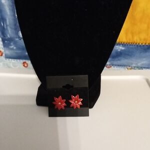 Elegant Red Flower Earrings